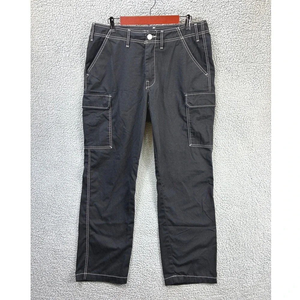 True Religion Contrast Stitch Cargo Pants Mens 34 Black Streetwear Y2K Casual